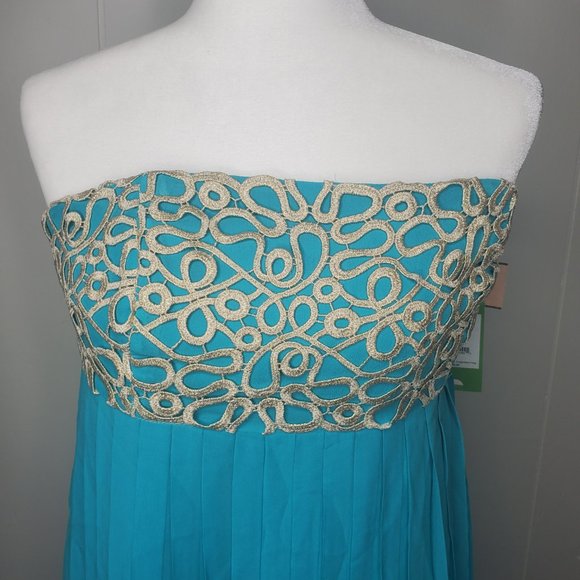 LILLY PULITZER SEA BLUE JILLIE CHIFFON STRAPLESS DRESS Woman's SIZE 10 - Picture 3 of 15